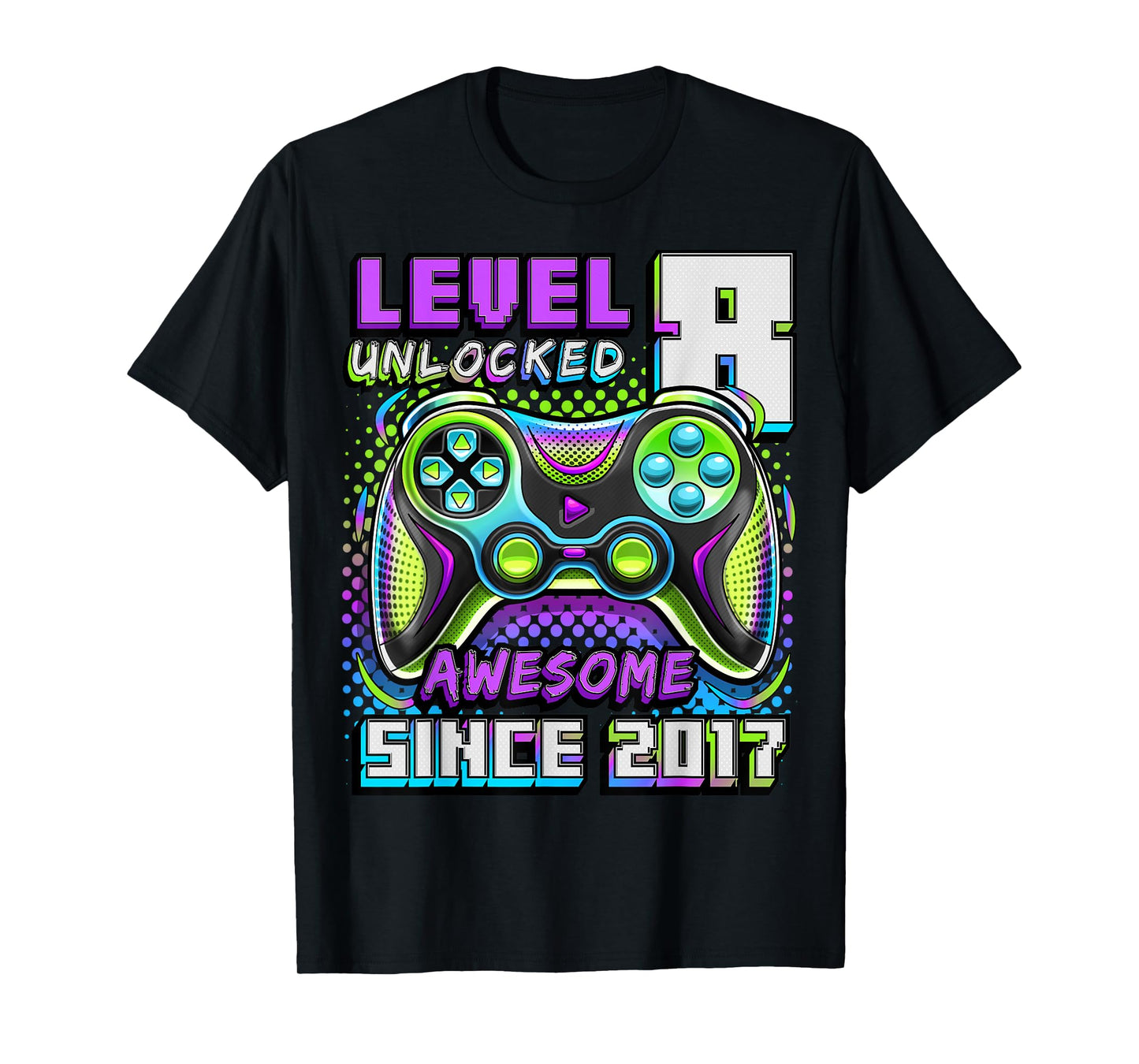 8th Birthday Boy Level 8 Gamer 8 Year Video Game Party T-Shirt