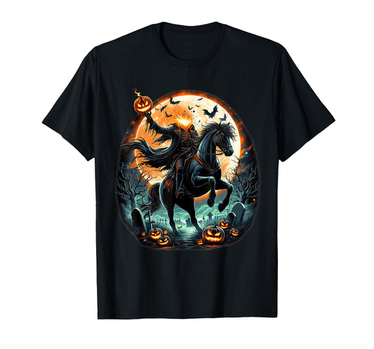 Pumpkin Headless Horseman Scary Halloween Tee T-Shirt