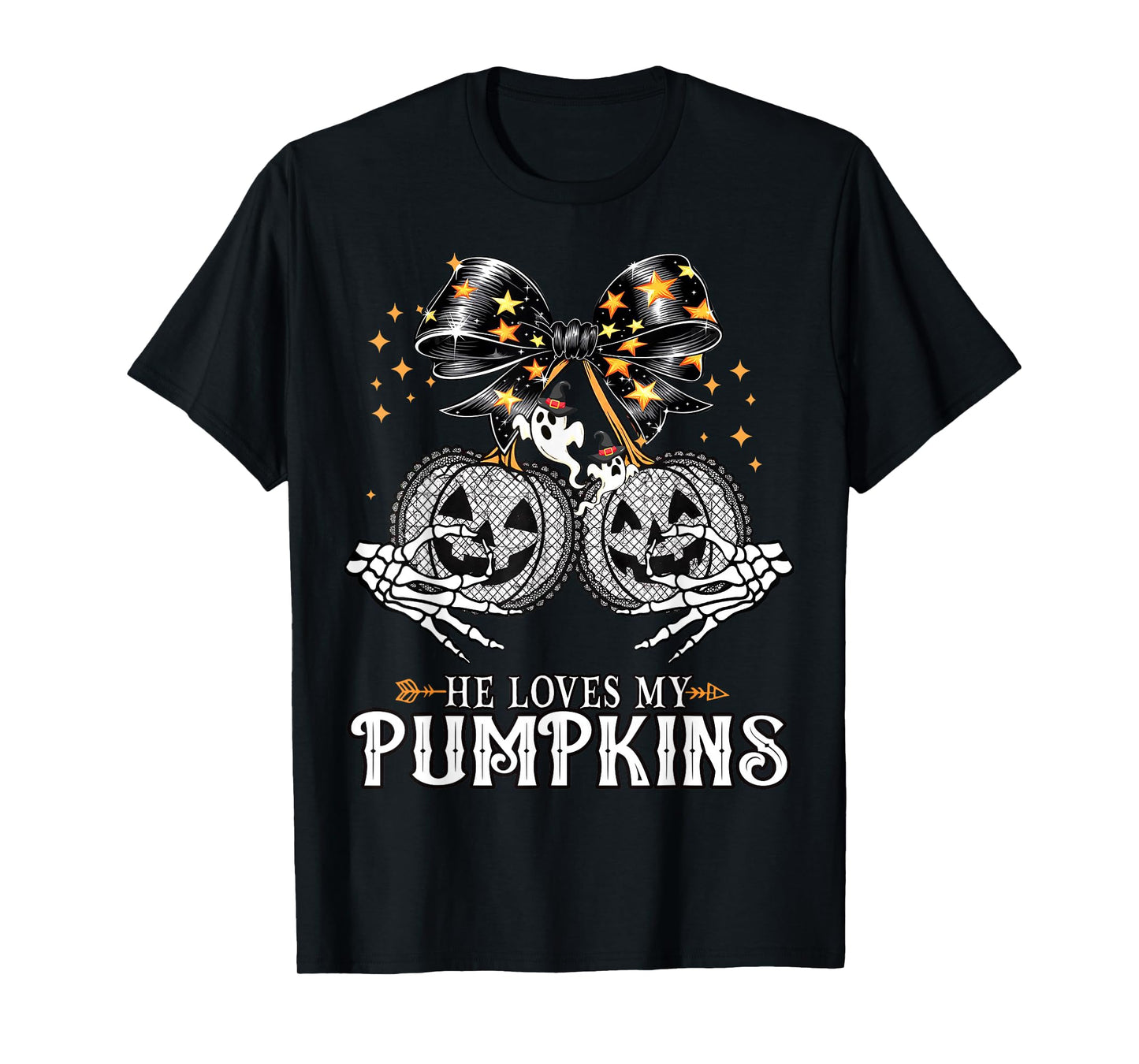 He Loves My Pumpkins I Like His Broomstick Halloween Couples T-Shirt