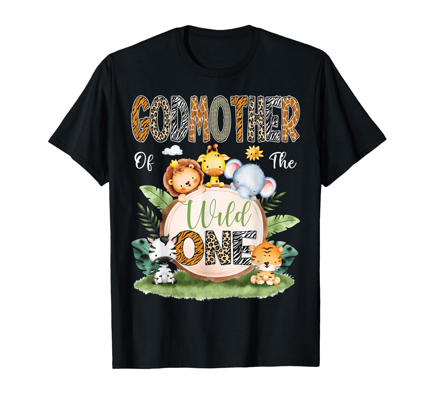 GodMother Of The Wild One 1St Birthday Kids Safari Jungle T-Shirt