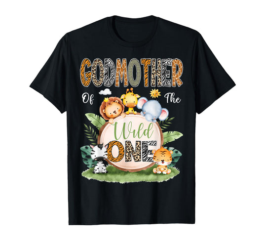 GodMother Of The Wild One 1St Birthday Kids Safari Jungle T-Shirt