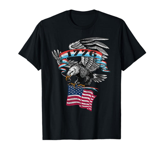 1776 American Flag USA Eagle Vintage Graphic T-Shirt