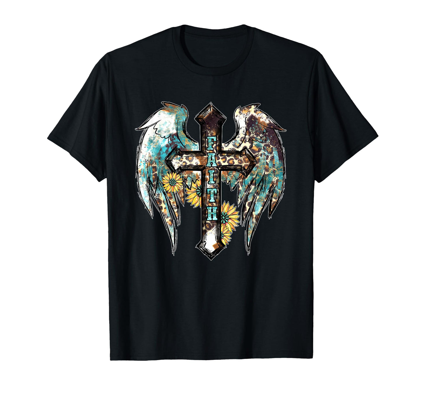Christian Western Cross With Sunflower Decor For Women Faith T-Shirt