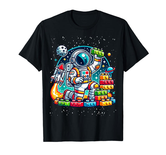 Master Builder Space Astronaut Building Blocks Bricks Boys T-Shirt