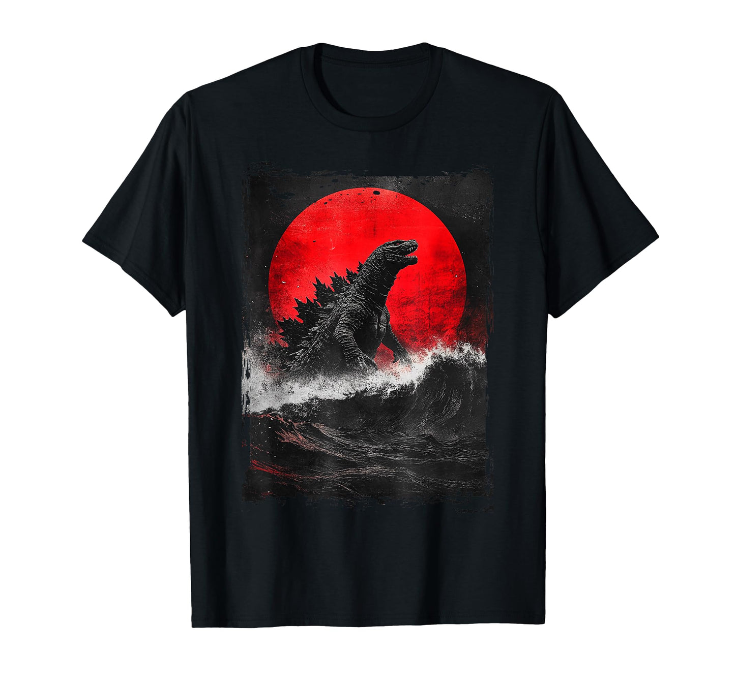 Japanese Kaiju Art T-Shirt: Unisex-Adults, Kids; Black; Small; Short Sleeve; Cotton, Polyester; Unique Kaiju Design