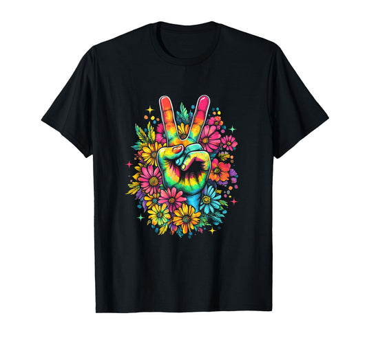 Peace Hippie 60S 70S Tie Dye Flower Love Women Costume T-Shirt