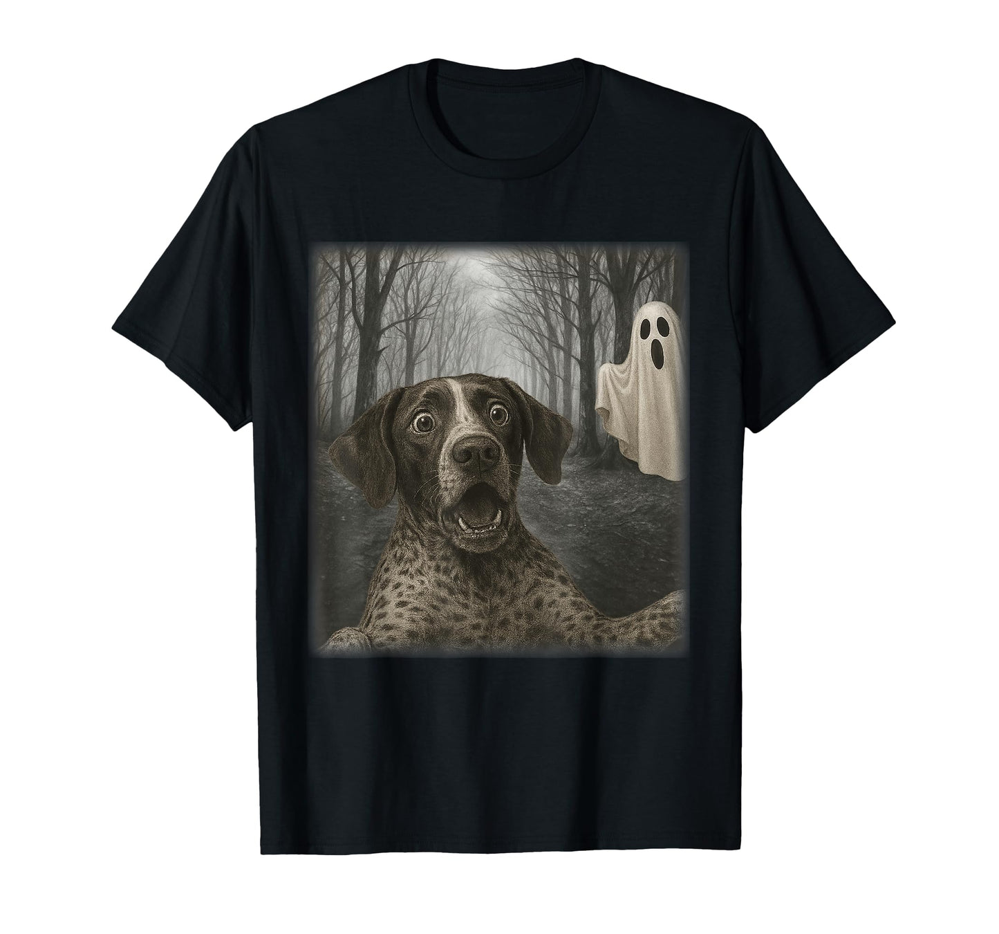 Funny Halloween German Shorthaired Pointer Selfie with Ghost T-Shirt