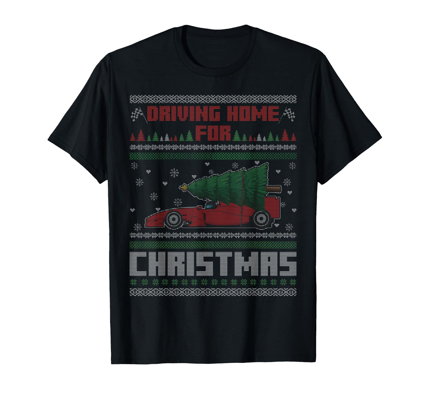 Driving Home for Christmas Racer Funny Ugly Christmas T-Shirt