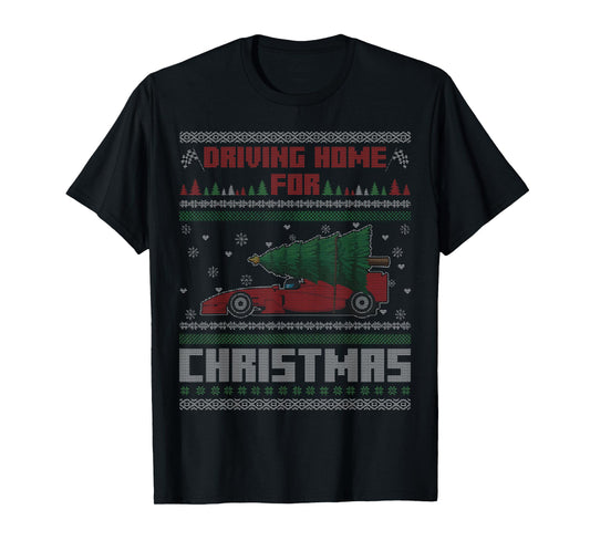 Driving Home for Christmas Racer Funny Ugly Christmas T-Shirt