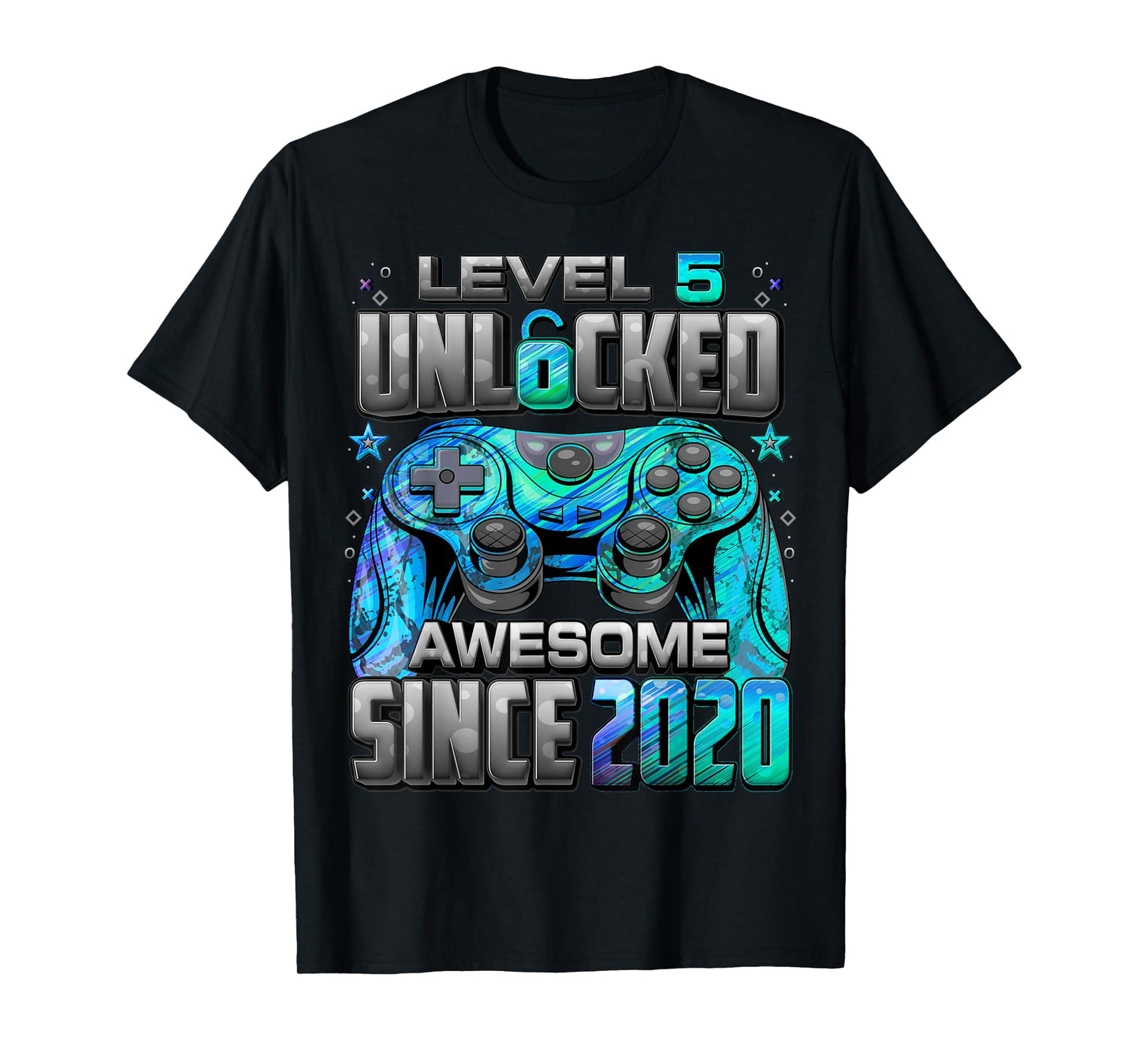 Level 5 Unlocked Awesome Since 2020 5th Birthday Gaming T-Shirt