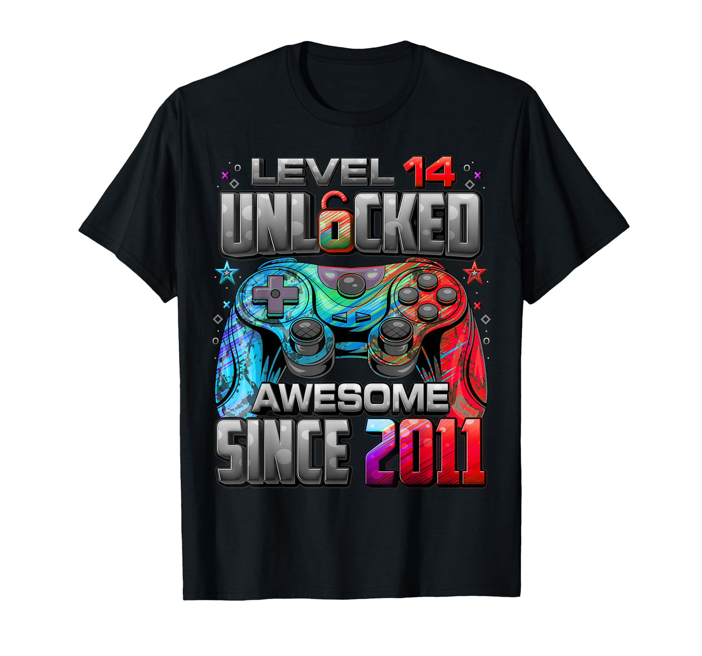 Level 14 Unlocked Awesome Since 2011 14th Birthday Gaming T-Shirt