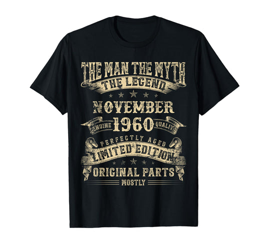 65th Birthday Gifts for Men Mythology of November 1960 T-Shirt