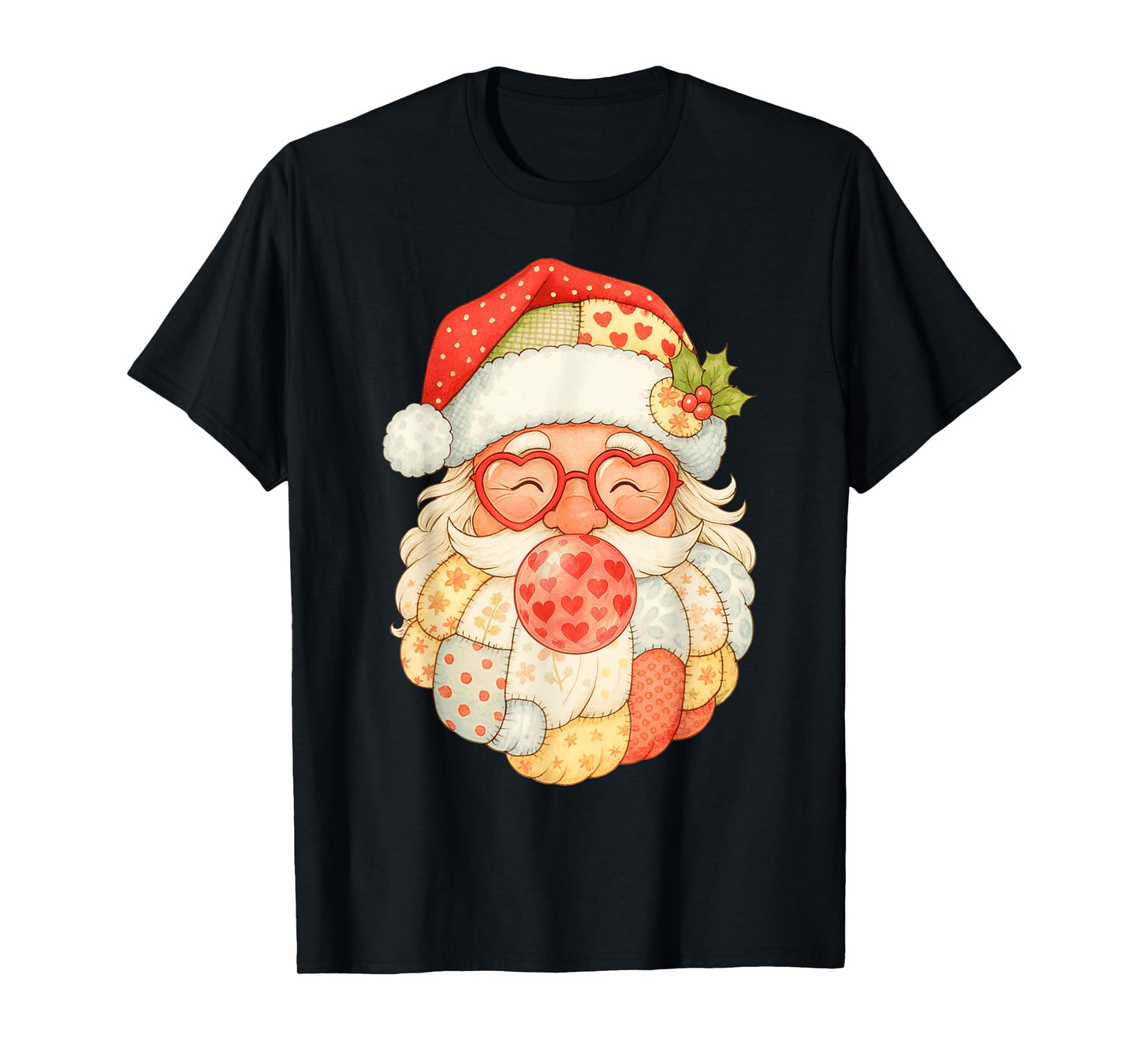 Patchwork Santa Claus Face Vintage Christmas Men Women Kids T-Shirt