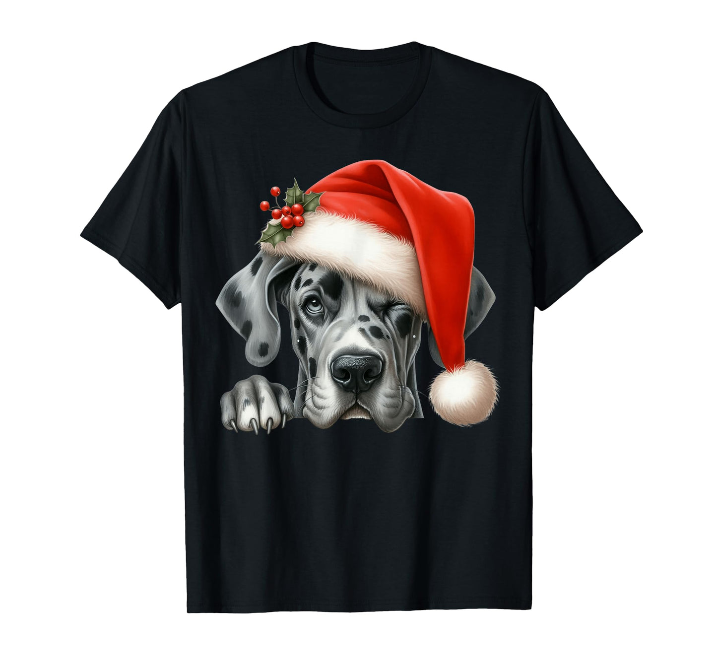 Great Dane Dog Christmas Santa Hat Dog Mom Dad T-Shirt