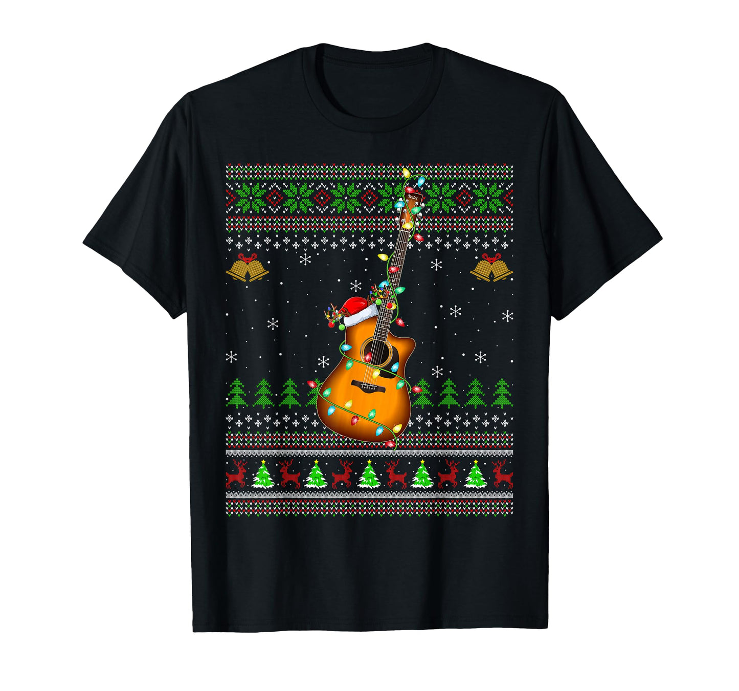 Guitar Ugly Christmas Sweaters Guitar Music Lover Xmas T-Shirt
