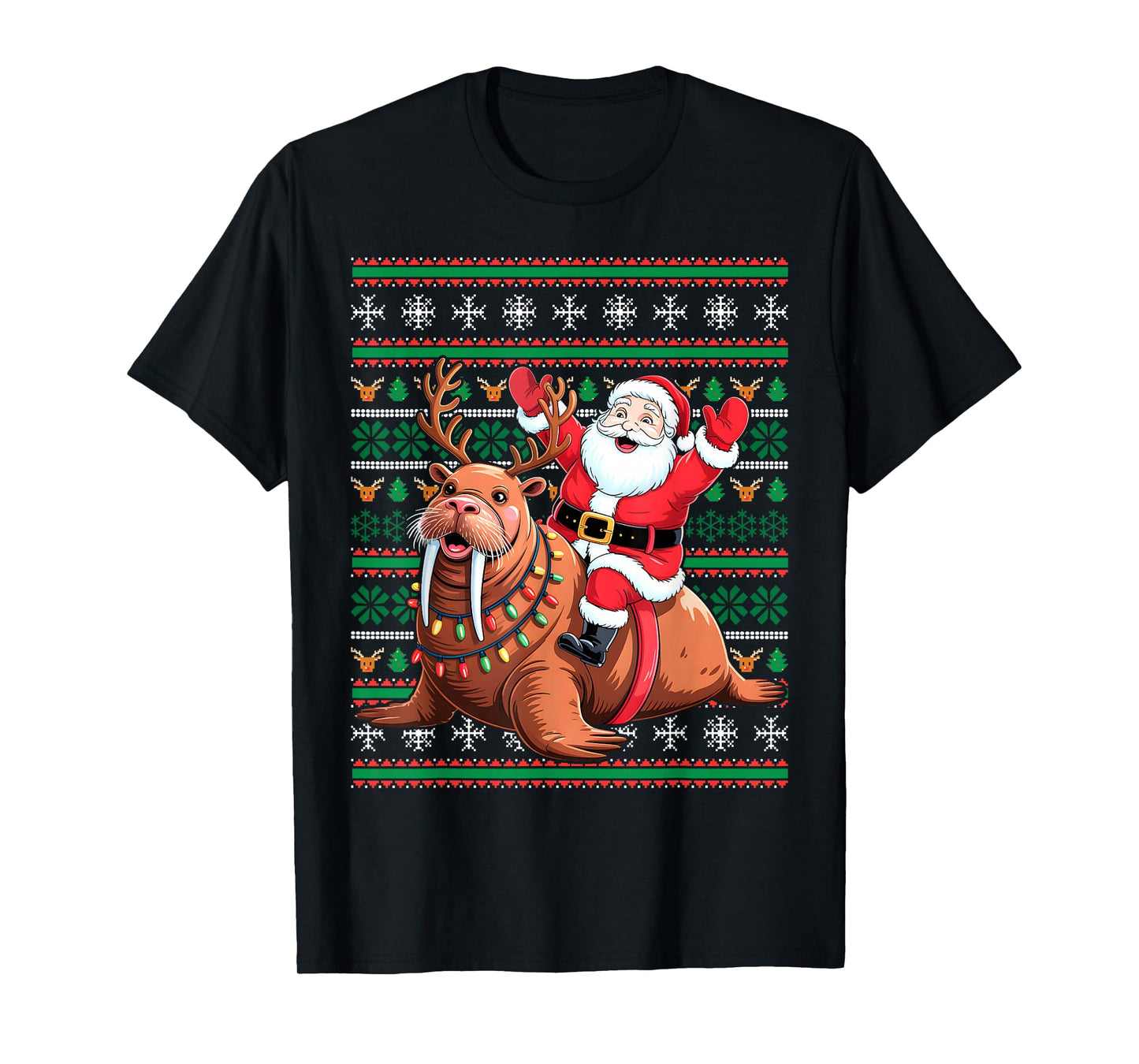 Xmas Holiday Ugly Santa Riding Sea Lion Christmas T-Shirt
