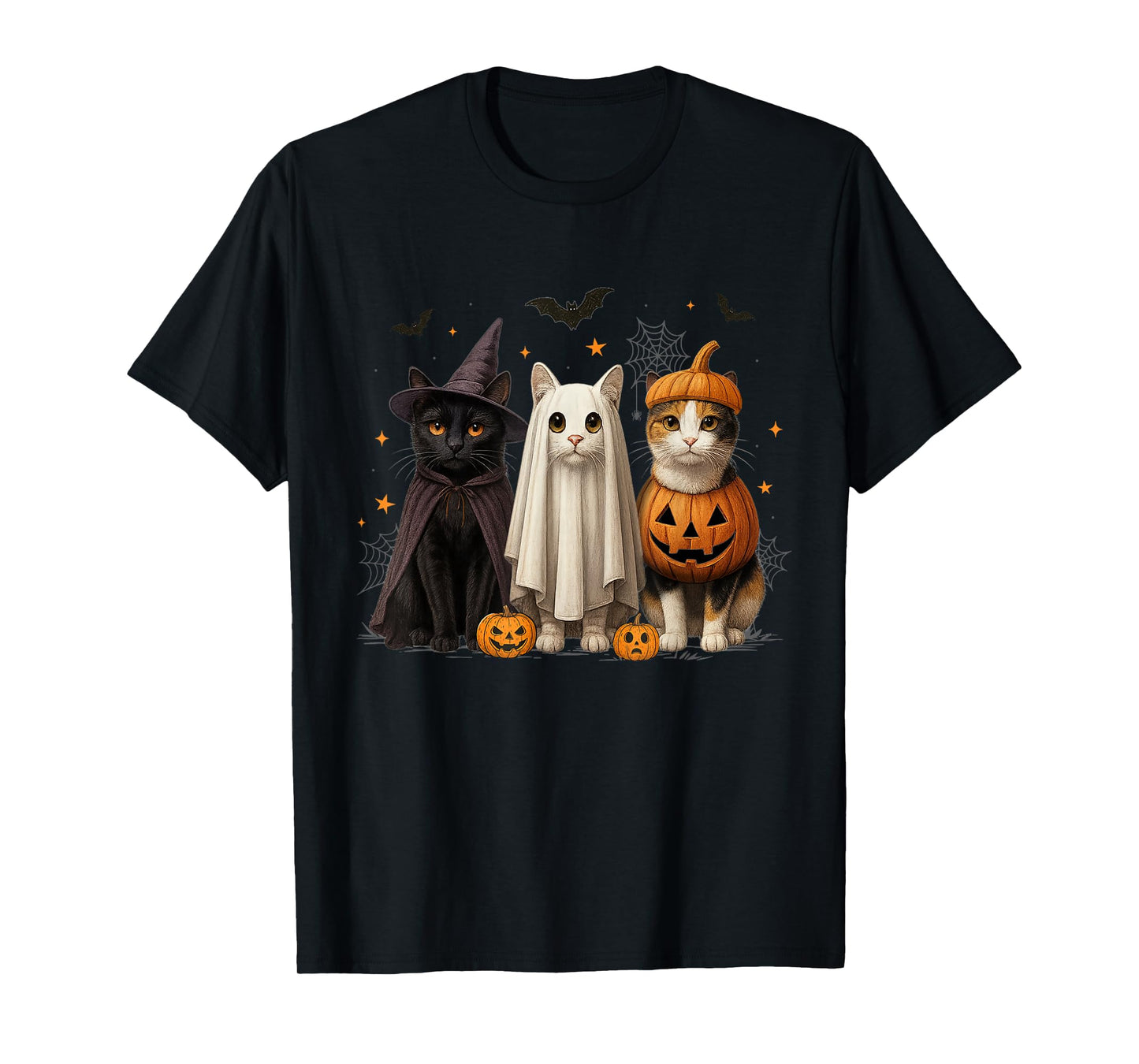 Cute Cat Witch Ghost Pumpkin Halloween Costume Spooky Funny T-Shirt