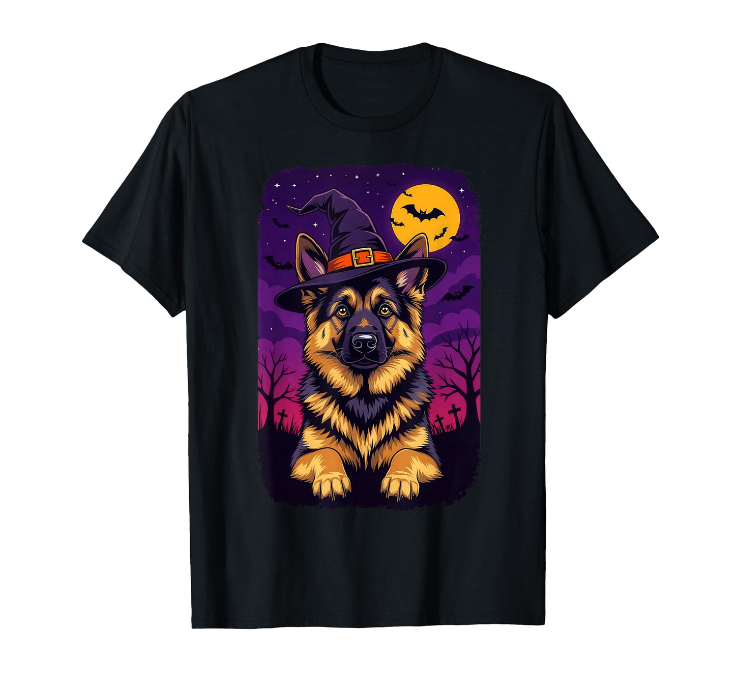German Shepherd Halloween Witch Hat T-Shirt