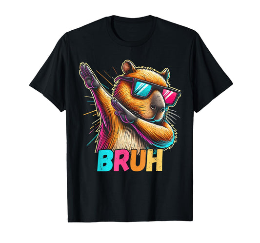 Funny Dabbing Capy Bruh Teens Youth Kids Meme Rodent Lovers T-Shirt