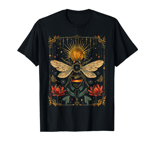 Vintage Bee Tarot Card Floral Bees Cottagecore Aesthetic T-Shirt