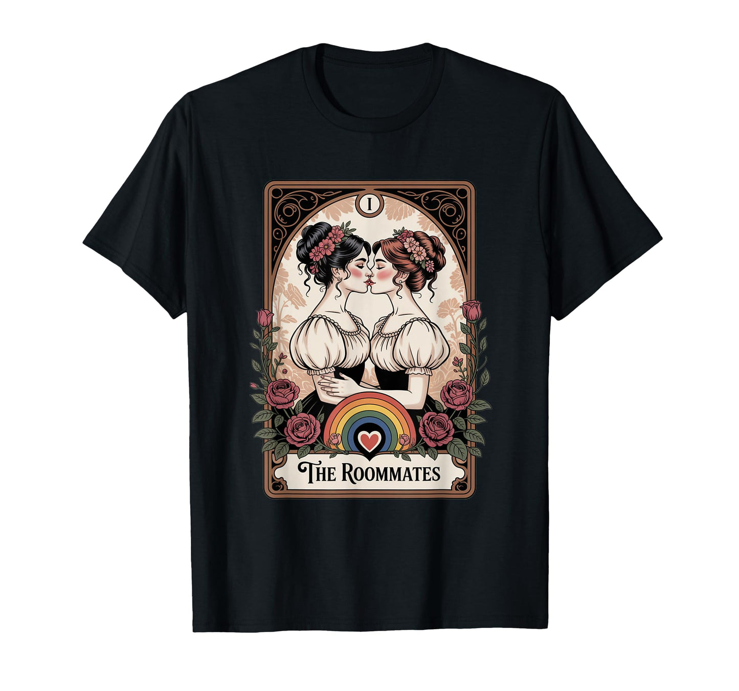 Roommates Vintage Tarot Pride Lesbian Art T-Shirt