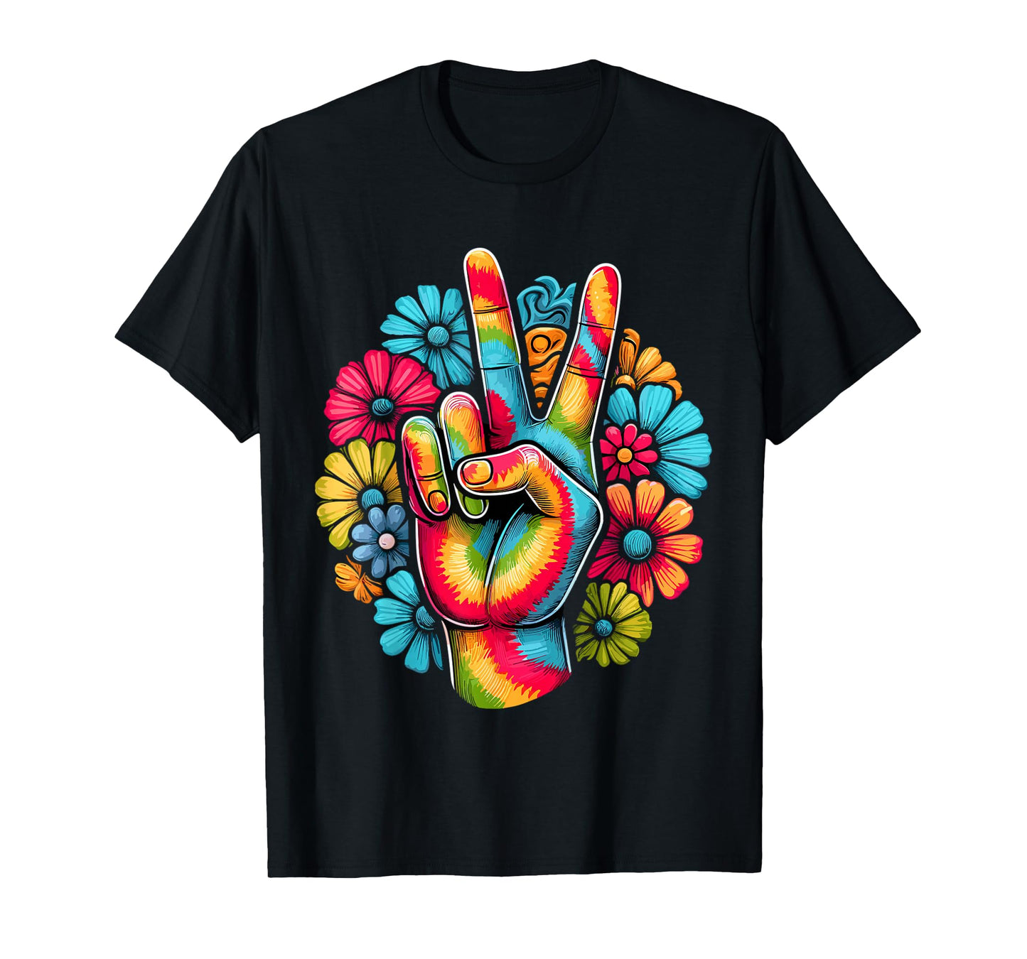 Love and Peace Tie Dye Flower Hippie T-Shirt