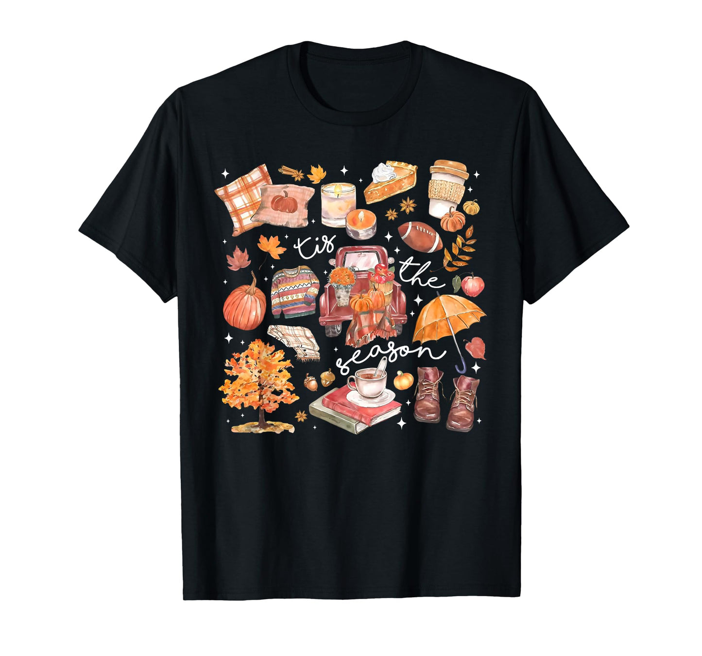 Tis The Season Pumpkin Autumn Fall Y'all Leaves Thanksgiving T-Shirt