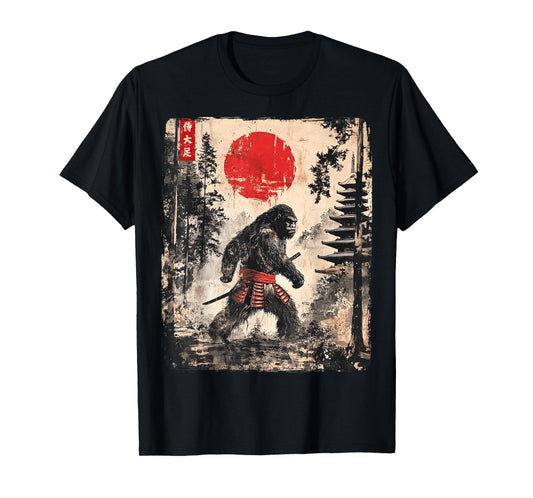 Samurai Bigfoot Japanese Vintage Graphic Ukiyo-e Art Funny T-Shirt