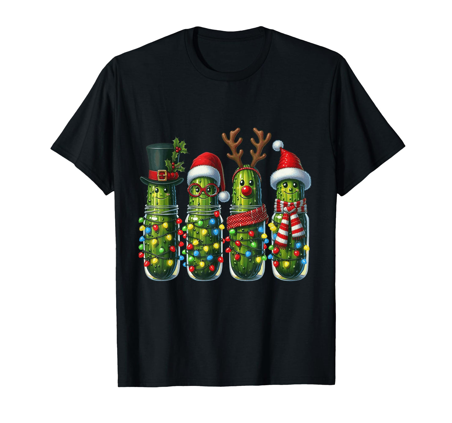 Christmas Pickle Squad Mason Jar Lights T-Shirt