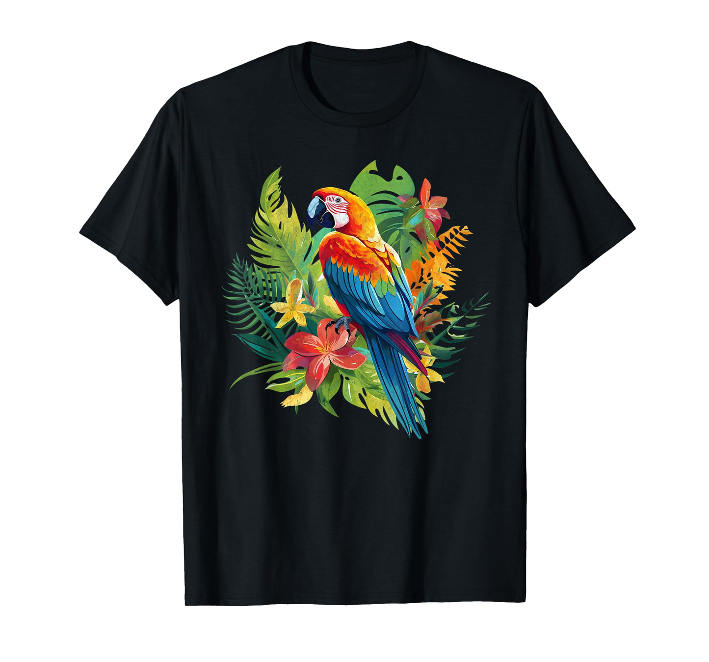Parrot In Tropical Summer Flower Women Cockatiel Bird T-Shirt