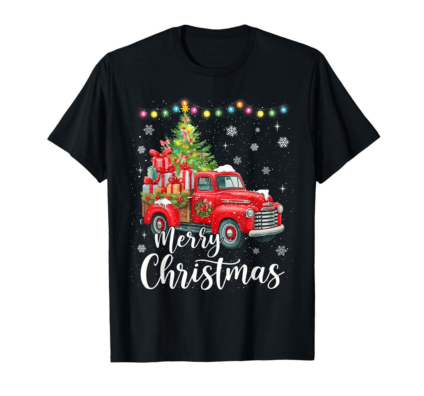 Merry Christmas Red Truck Family Christmas Matching Pajama T-Shirt