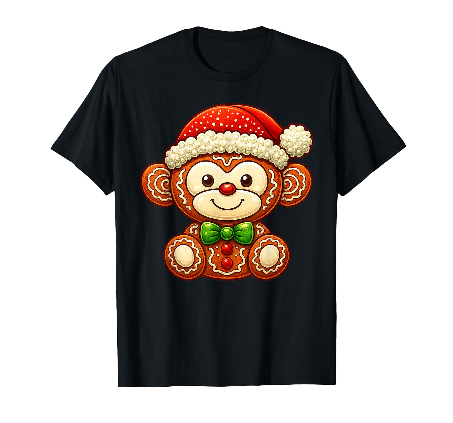 Funny Gingerbread Man Monkey Christmas Womens Mens Gifts T-Shirt