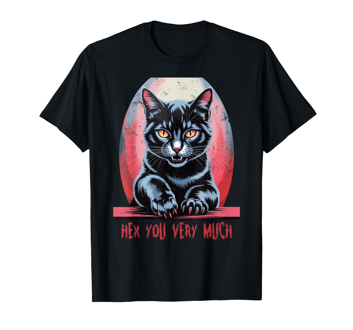 Vintage Hex You Very Much Spooky Black Cat Halloween T-Shirt