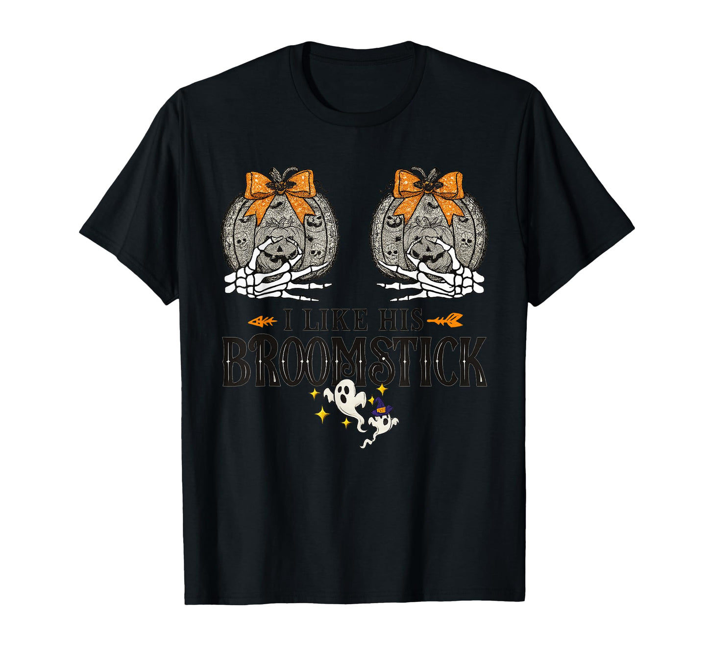I Like His Broomstick He Likes My Pumpkins Couples Halloween T-Shirt