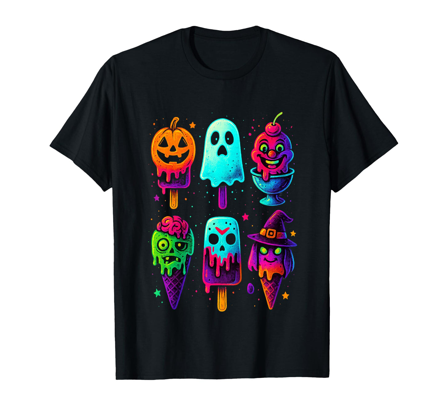 Funny Horror Ice Cream Pops Summerween Halloween Glow Youth T-Shirt