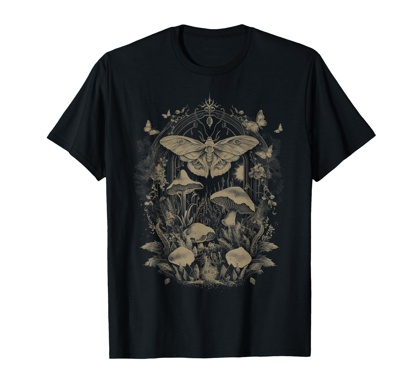 Butterfly Grunge Fairycore Therian Clothing Cute Moth Aesthetic Floral T-Shirt for Women & Girls, Unisex-Adults & Kids, Brown, Small, Short Sleeve, Classic Fit