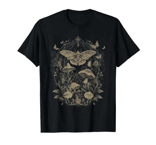 Butterfly Grunge Fairycore Therian Clothing Cute Moth Aesthetic Floral T-Shirt for Women & Girls, Unisex-Adults & Kids, Brown, Small, Short Sleeve, Classic Fit