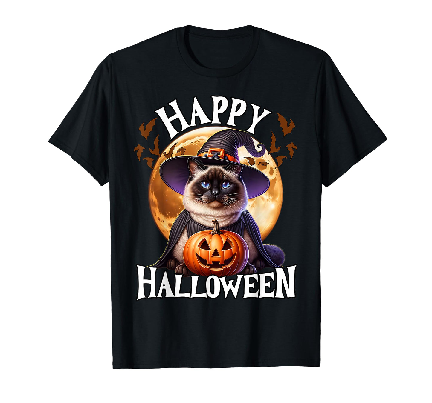 Halloween Siamese Cat Witch Costume Halloween Siamese Cat T-Shirt