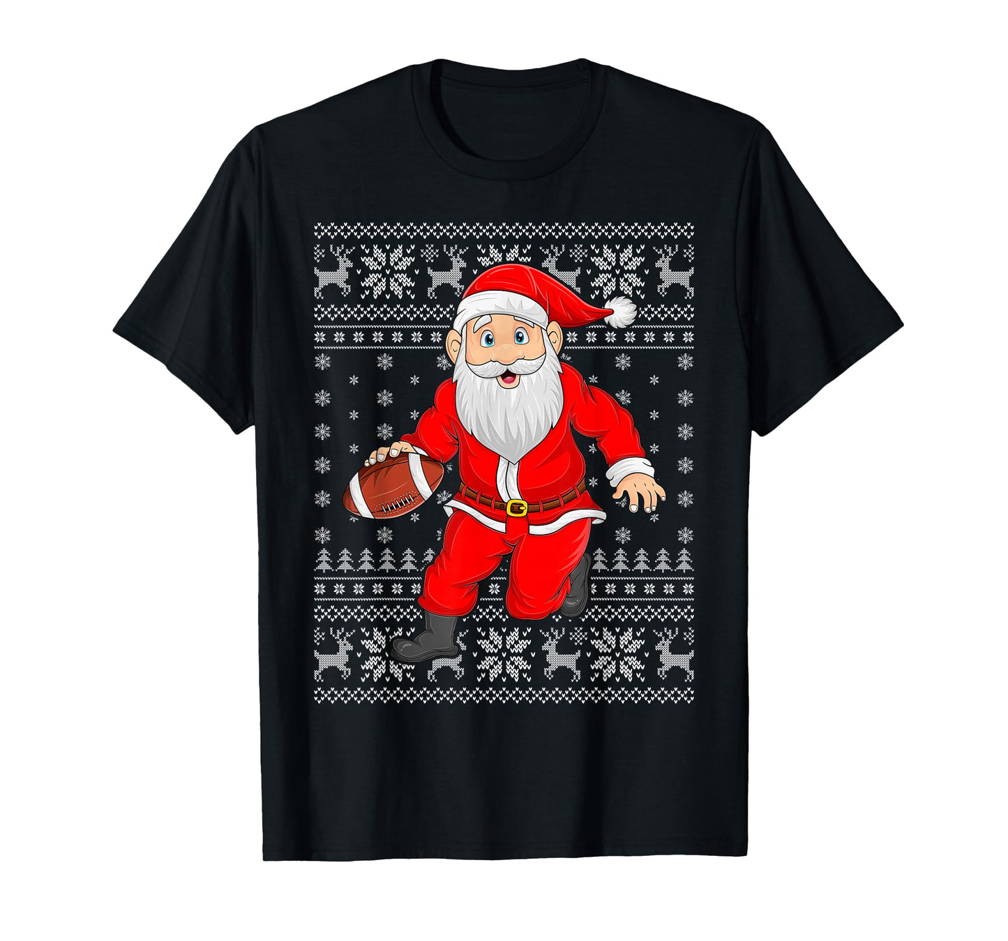 Santa Playing Football Ugly Christmas Sweaters Xmas T-Shirt