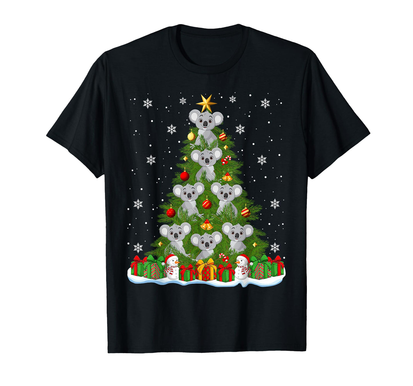 Cute Koala Christmas Tree Holiday Decor Funny Xmas Lights T-Shirt
