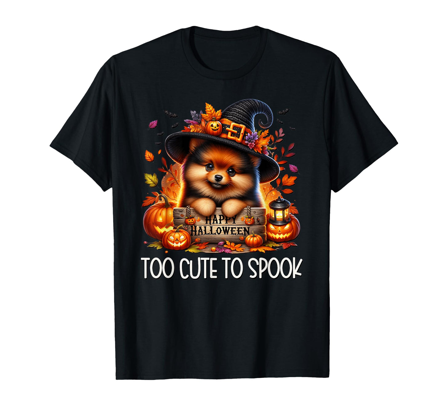 Pomeranian Puppy is Too Cute to Spook for Pom Mom Halloween T-Shirt