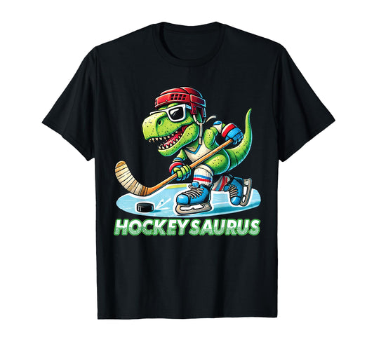 Hockeysaurus Dinosaur Ice Hockey Trex Kids Boys Ice Hockey T-Shirt