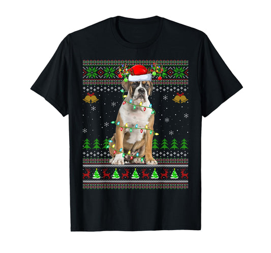 English Bulldog Ugly Christmas Sweaters Holiday Santa Xmas T-Shirt
