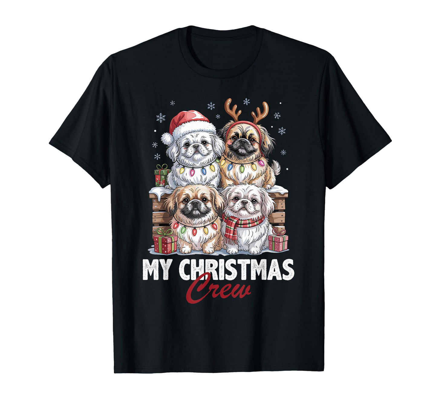 Pekingese Christmas Crew Funny Dog Lovers Holiday Pajama T-Shirt
