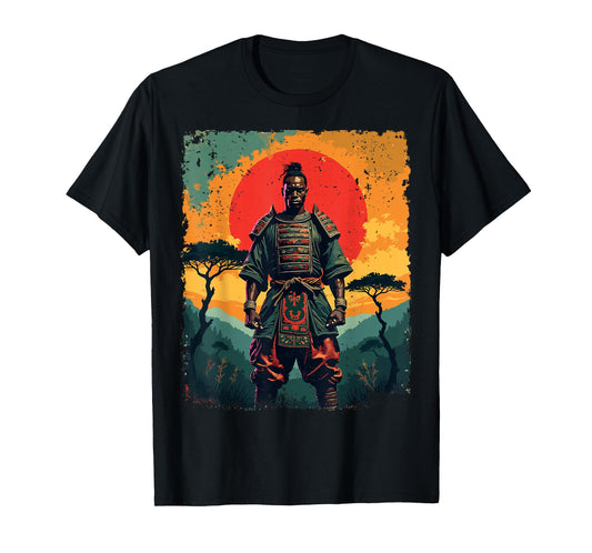 African Samurai Warrior, Afro Vintage Artwork T-Shirt