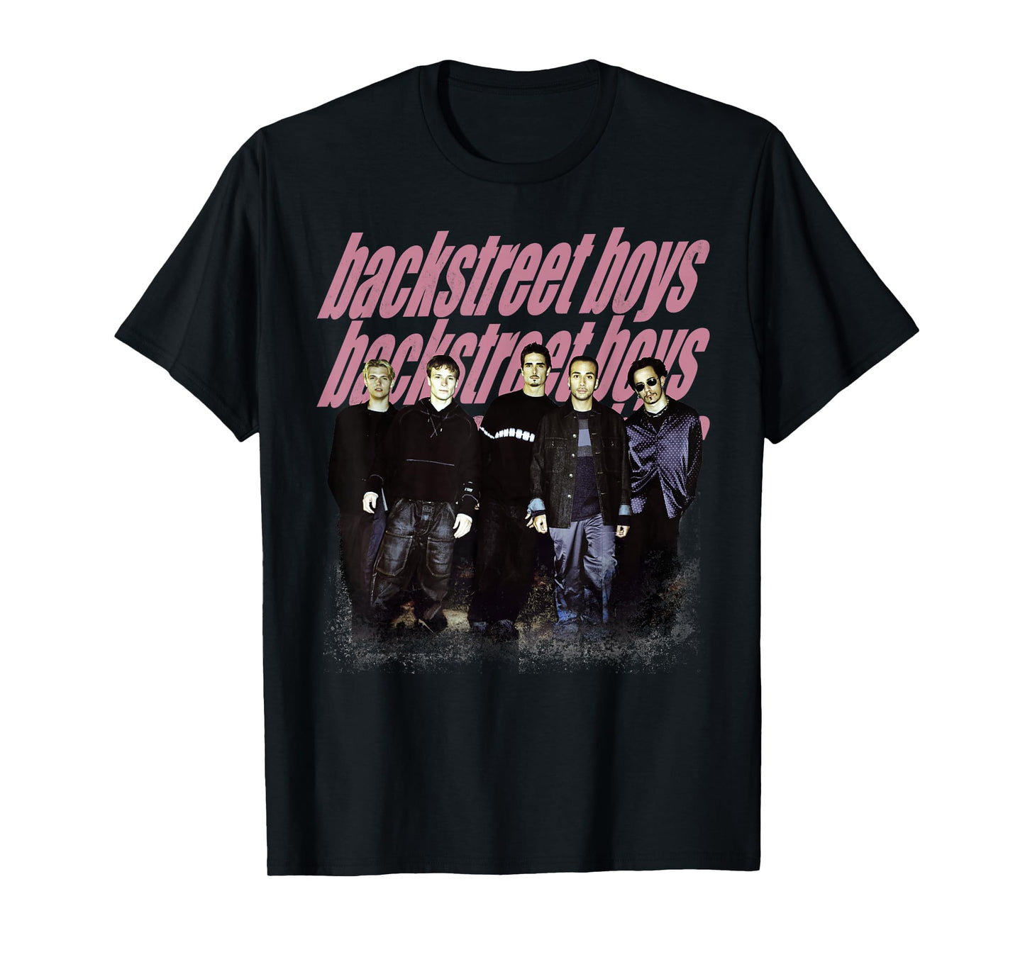 Backstreet Boys – Group Photo Repeat Logo Dark Heather Grey T-Shirt