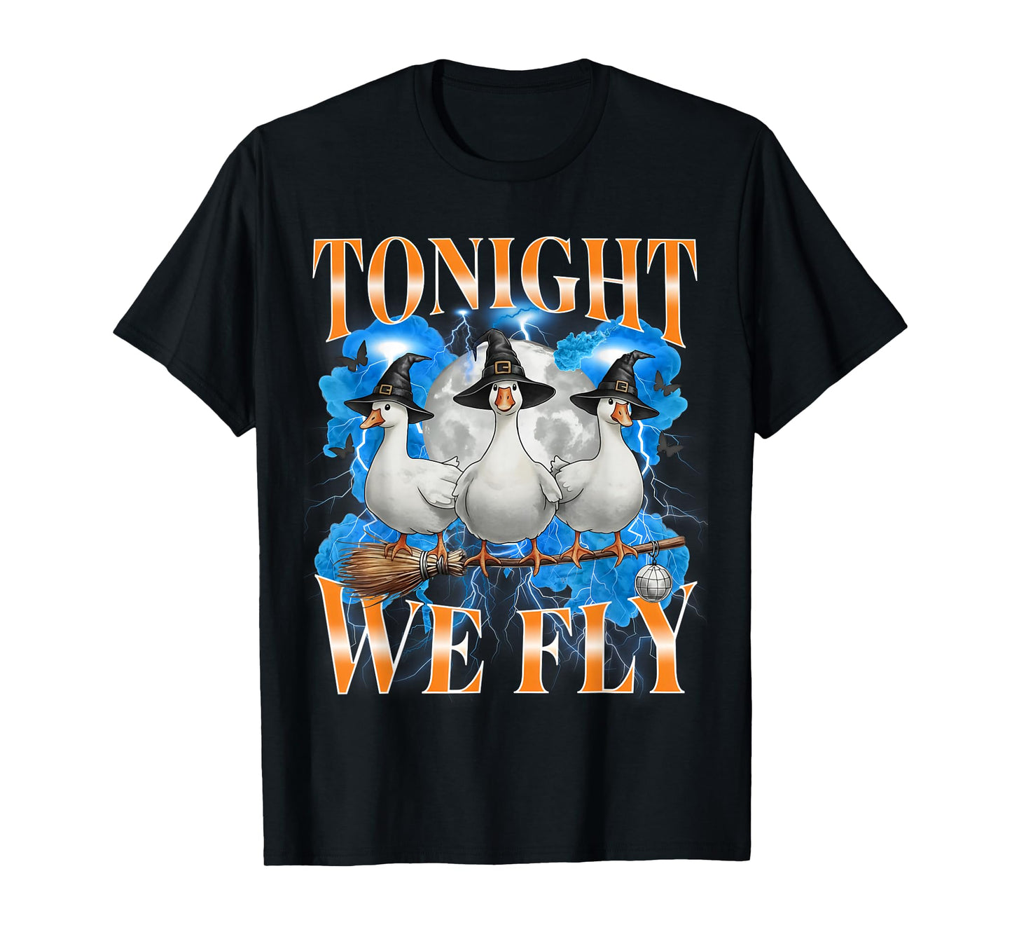 Tonight We Fly Funny Witch Goose Halloween Spooky Farm T-Shirt