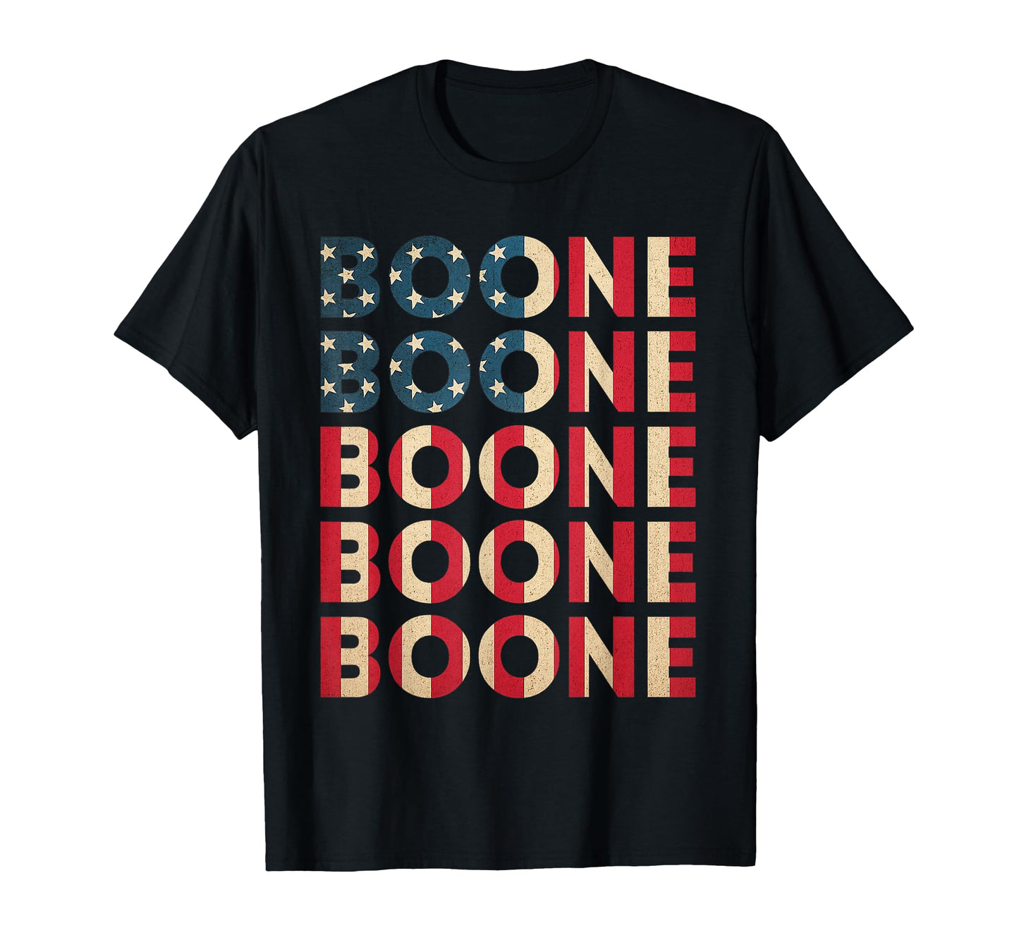Boone Personalized Name Vintage Retro US Flag Woman Man T-Shirt