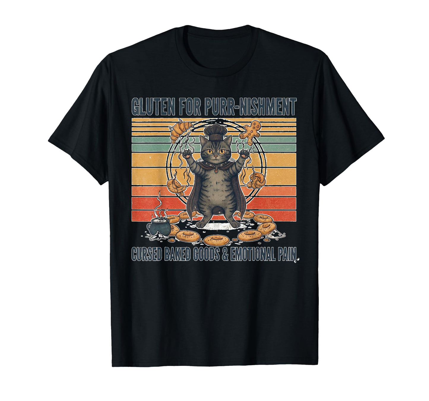 Gluten for Purrnishment Cursed Cat Baking Emotional Pain T-Shirt