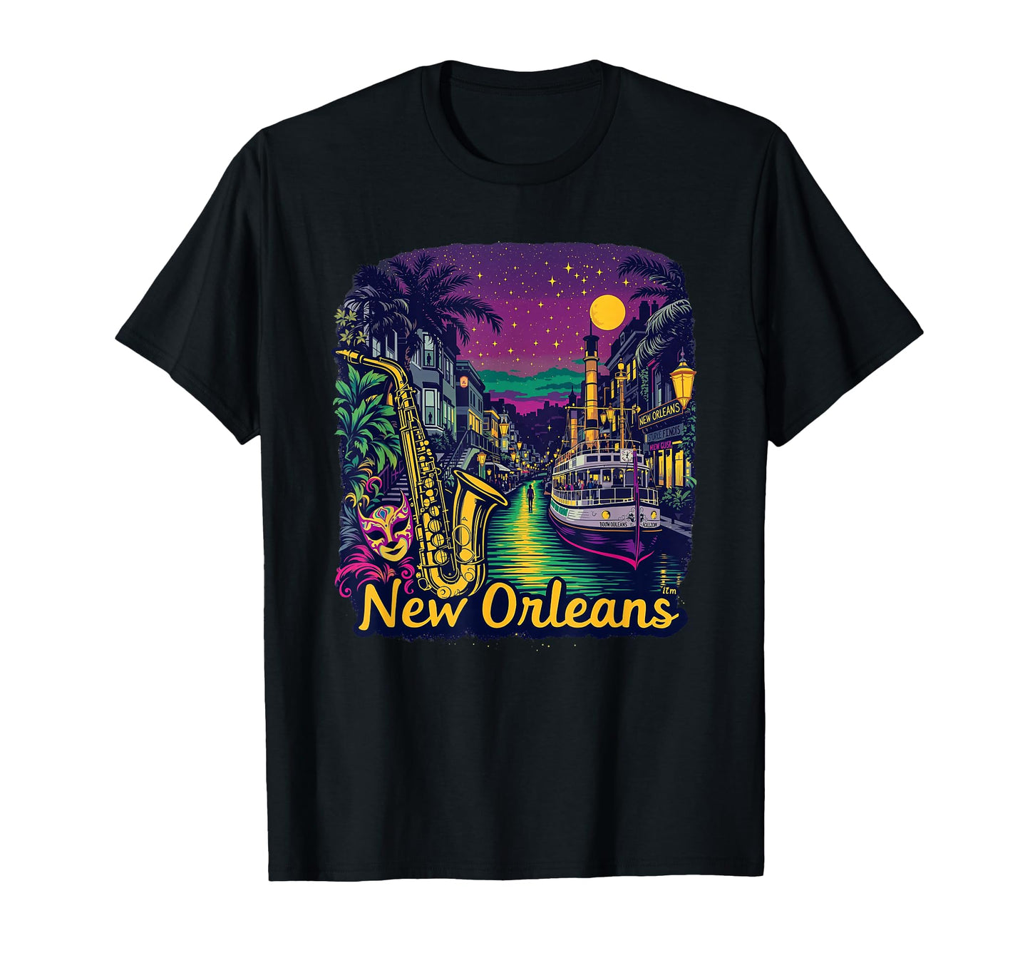 Vintage New Orleans Louisiana Sunset Skyline Cityscape Retro T-Shirt